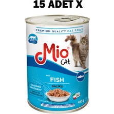 Mio Kedi Konserve - Yaş Mama - 415 gr Kedi - Balıklı x 15 Adet