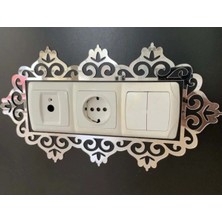 Mikasso Dekoratif Priz Çerçevesi Gümüş Aynalı 1 Adet Akrilik Gümüş