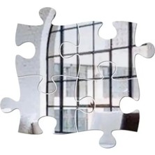 Mikasso Puzzle Serisi Modern Tasarım Akrilik Duvar Dekorasyon Ürünleri Gümüş Renk 40 x 40 cm Akrilik Gümüş
