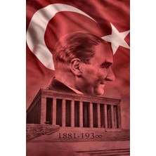 Mikasso Ahşap Atatürk Bayrak ve Mabed Duvar Poster Ahşap Çok Renkli