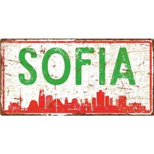 Mikasso Sofya Silüetli Dekoratif Alüminyum Tabela - Sofya Manzaralı Duvar Dekoru Levha - 10CM x 20CM Metal Ç