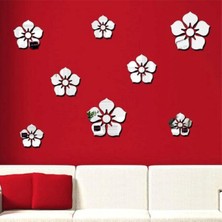 Mikasso Çiçek Serisi Modern Tasarım Akrilik Duvar Dekorasyon Ürünleri Gümüş Renk 8AD x 10CM Akrilik Gümüş