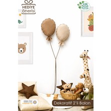 Mikasso Çocuk Odası Dekorasyonu 2'li Balon Set, Bebek Odası Dekoratif Balon, Duvar Dekorasyonu Bej Pamuk