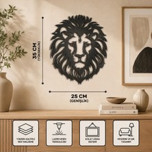 Mikasso Modern Aslan Başı Duvar Tablosu Lazer Kesim Mdf Dekoratif Duvar Süsü Ahşap Siyah