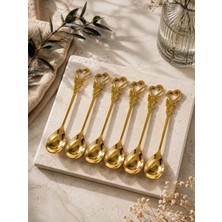 Morponi 6'lı Elegance Serisi Çay & Kahve Kaşığı Gold Love Model
