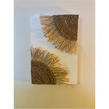 Mikasso Dekoratif Duvar Panosu 20*30 cm Küçük Boy Tuval Duvar Süslemesi Kahverengi Hasır
