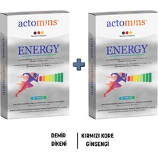 Actomins Energy Tribulus, Ginseng, L-arjinin İçeren Gıda Takviyesi 2' li Paket