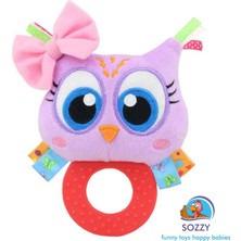 Sozzy Toys Baykuşum Çıngıraklı Dişlik Yumuşak Peluş Materyal ile BPA İçermez ve Kolay Temizlenir
