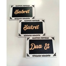 Mikasso Sabret Şükret Dua Et 3lü Set Duvar Süsü Beyaz Çerçeveli ( Gold ve Gümüş Seçenek Vardır) Ahşap Siyah