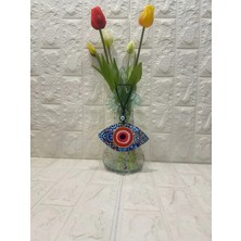 Mikasso Nazar Boncuklu Füzyon Cam El Işçiliği 9X16 cm cm Duvar Süsü Nazarlık Hediyelik Eşya Cam Çok Renkli