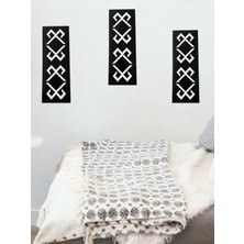 Mikasso Metal Dekorasyon Uc Adet Sıyah Desenli Pano Metal Siyah