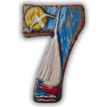 Mikasso El Yapımı Deniz Temalı Seramik Kapı No - 8X13 cm - Akdeniz/ege Ruhu - Dekoratif Ev, Villa, Site Giri