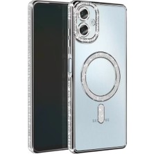 Aslanoğlu Store Newface Samsung Galaxy A06 Joke Simli Magneticsafe Kılıf - Gümüş