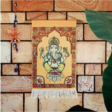 Mikasso Hinduism God Ganapati Doğal Bambulu ve Püsküllü Flama Ahşap Çok Renkli