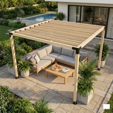 Iahşap Dört Direkli Ahşap Üst Izgaralı Bahçe Pergola
