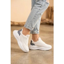 Shoetek Yaswe Kadın Sneakers  Bağcıklı Spor Ayakkabı Mavi/beyaz Deri