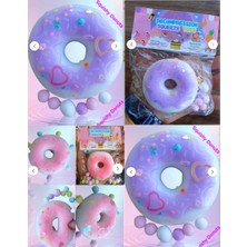 Oyuncak Sahili Fufu Squishy Donut Çörek Esnek Sukuşi Oyuncak Skuşi Boncuk Aksesuarlı Mor Veya Pembe