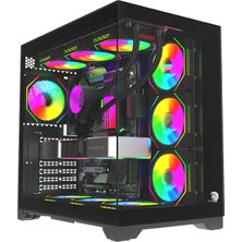 Gameline Robust Premium 7x Rgb Fanlı USB 3.0 Type-C Gaming Bilgisayar Kasası Siyah