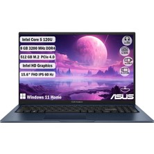 Asus VIVOBOOK15 X1504VA-BQ3970W Intel Core 5 120ULTRA 8 GB 512GB SSD 15.6'' Fhd Windows 11 Home