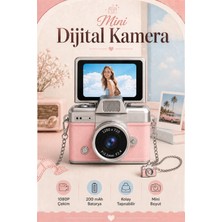 Seyutech Mini Dijital Kamera Flip Ekranlı Flaşlı 1080P Hd Selfie Video Vlog Kamerası Anahtarlık Askılı Taşınabilir Kamera