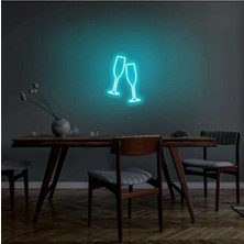 Mikasso LED Duvar Aydınlatması Neon Duvar Yazısı Sihirli LED Mesajlar - Champagne Glasses - Şampanya Bardağı