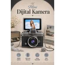 Seyutech Mini Dijital Kamera Flip Ekranlı Flaşlı 1080P Hd Selfie Video Vlog Kamerası Anahtarlık Askılı Taşınabilir Kamera