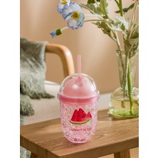 LC Waikiki Karışık Karpuz Baskılı Pipetli Meşrubat Bardağı 450 ml