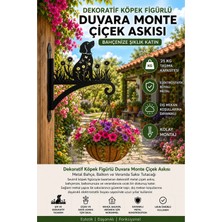 Saklı Home Dekoratif Köpek Figürlü Metal Duvara Monte Çiçek Askısı | Lazer Kesim Saksı Askılığı | Bahçe, Balkon ve Veranda Dekoru