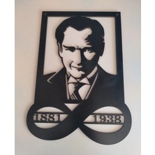 Mikasso Atatürk  ve Sonsuzluk Temalı Duvar  Süsü Ahşap Siyah