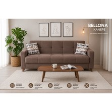 Bellona Lilya Üçlü Koltuk – Bej Renk – Modern Tasarım Yataklı Kanepe