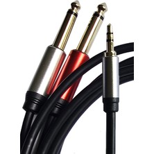 CHESTER 3.5 mm Stereo To 2x 6.35 mm Çivi Jak Profesyonel Amfi Mikser Telefon Ses Kablosu 1.8 Metre