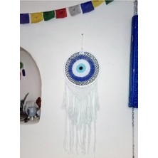 Mikasso 32 cm -90 cm Nazar Boncuğu Figürlü Makrome Dream Cather, Düş Kapanı, Rüya Kapanı No 23 Beyaz Iplik
