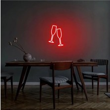 Mikasso LED Duvar Aydınlatması Neon Duvar Yazısı Sihirli LED Mesajlar - Champagne Glasses - Şampanya Bardağı