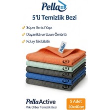 Pella Active Mikrofiber Temizlik Bezi 5 Adet 30x40 cm Süper Emici ve Dayanıklı Genel Temizlik İçin