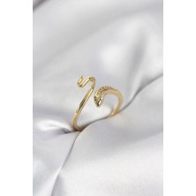 Gold Renk Yılan Model Zirkon Taşlı Kadın Yüzük