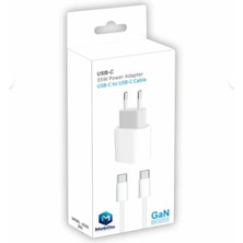 Mavi Makro 35W Gan Gerçek Güç Type-C Adaptör + 60W Type-C Type-C Kablo Şarj Set
