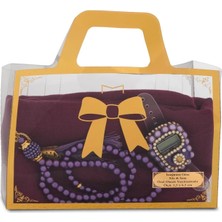Hayrat Neşriyat Flamlı Eşarp (96X96 Cm) + Tesbih + Zikirmatik Hediye Seti (Mor)