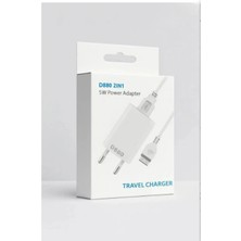Mavi Makro Mavimakro D880 5W USB Şarj Aleti 2in1 Kablolu Ev Tipi Adaptör – Telefon Şarj Cihazı