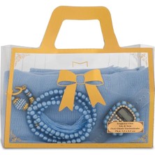 Hayrat Neşriyat Flamlı Eşarp (96X96 Cm) + Tesbih + Zikirmatik Hediye Seti (Mavi)