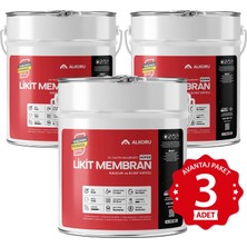 Alkoru 3 Adet 15 kg Süper Likit Membran Kauçuk ve Elyaf Katkılı Sıvı Su Yalıtım Malzemesi Avantaj Paket