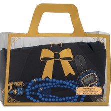 Hayrat Neşriyat Flamlı Eşarp (96X96 Cm) + Tesbih + Zikirmatik Hediye Seti (Lacivert)