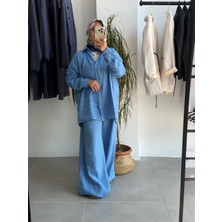 Butik Duyawear Mavi Altüst Keten Takım