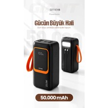 Simex 50.000 mAh 22.5W PD Hızlı Şarj Kablolu Powerbank Dijital Göstergeli Fenerli Taşınabilir Kamp Cihazı
