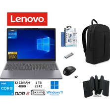 Lenovo ıdeapad Slim 3 Intel Core I5 13420H 32GB 1tb SSD W11 Pro 15.3" 83K1003MTR Duddi Çanta+Mouse+Mousepad+Usbbellek+Temizlikkit