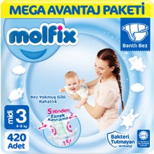 Molfix 3 Beden Bebek Bezi Mega Paket 140X3 420 Adet