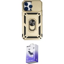 Nuveden Ieg™ Iphone 14 Pro Max Kılıf Ahenk Klasik - Siyah Bilvis 5in1 5d Magic Hayalet Cam Ekran Koruy