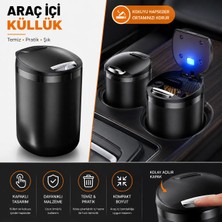 Space Işıklı Küllük -Tuşla Açmalı Siyah / ICKU61
