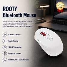 Hızlı Store Rooty Sessiz Tıklamalı Kablosuz Mouse - Ergonomik Şık Tasarım, 1600 DPI Yüksek Hassasiyetli Optik Fare