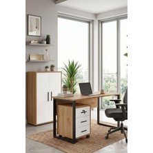 Yurupa Dante Ofis Mobilyası Takımı 140 cm Çalışma Masası + 3 Çekmeceli Keson ve Dolap Sepet Beyaz DAN10-SW