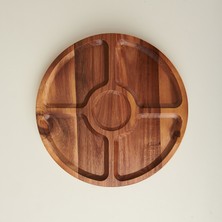 Balsa Akasya Dönerli Servis Tabağı - Kahverengi - 30 cm